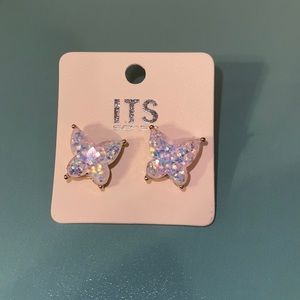White Iridescent Butterfly Earrings